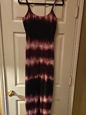 No Boundaries Mauve and Black Tie-Dye Sleeveless Maxi Dress